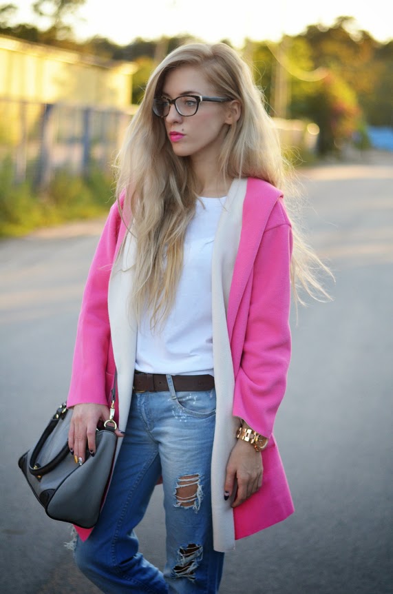 PINK COZY CASUAL : OVERSIZE CARDI + BOYFRIENDS