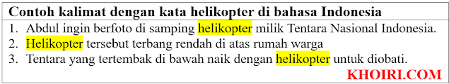 20 Contoh kalimat helikopter di bahasa Indonesia dan Pengertiannya