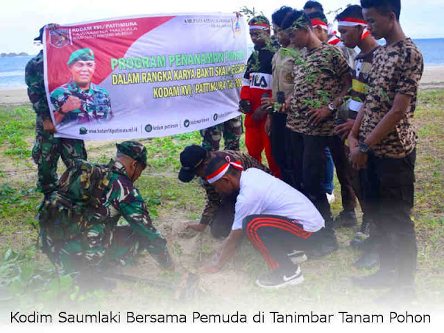 Kodim Saumlaki Bersama Pemuda di Tanimbar Tanam Pohon 