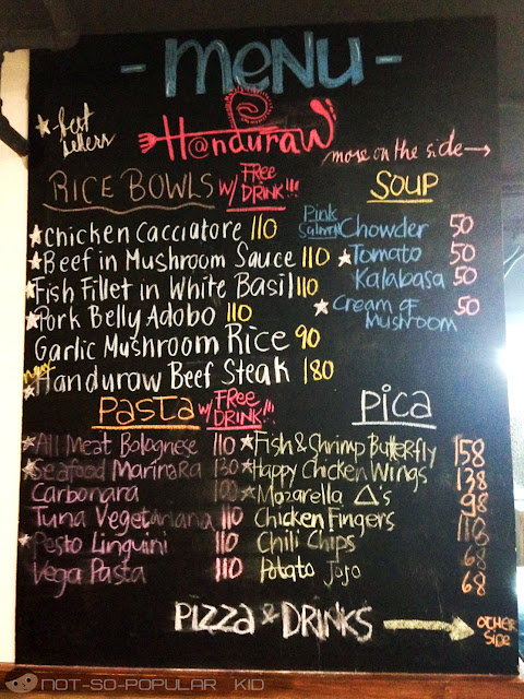 Handuraw Menu for Pasta, Rice Bowls, Etc.