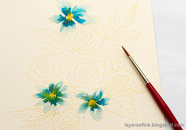 Layers of ink - Watercolor Florals Tutorial by Anna-Karin Evaldsson. Watercolor the flowers.