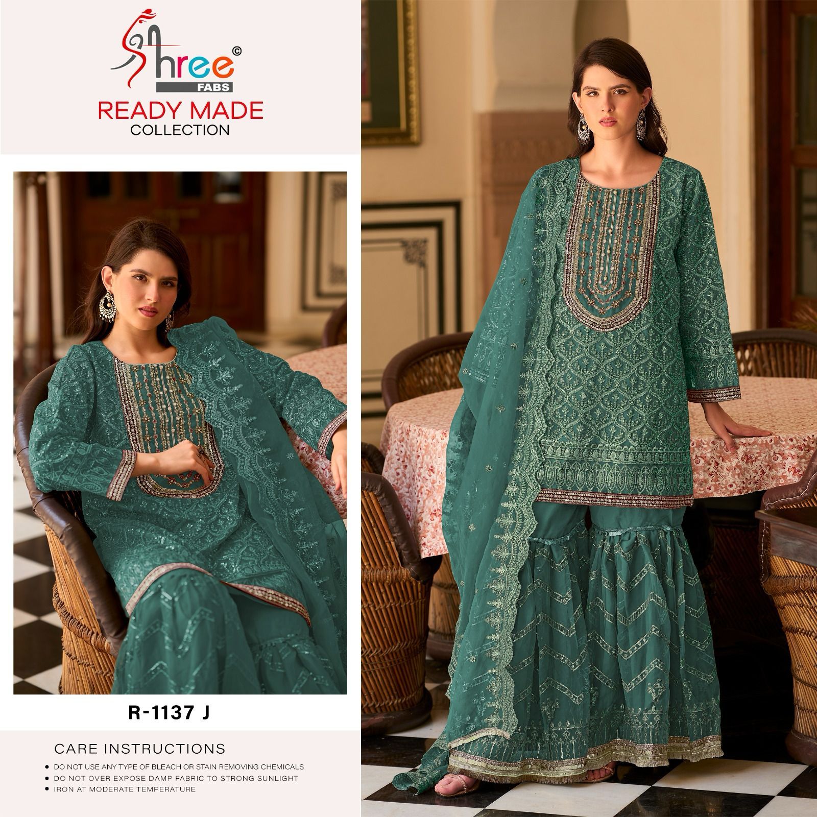1137-Colors Shree Fabs Organza Khatli Work Pakistani Readymade Suits