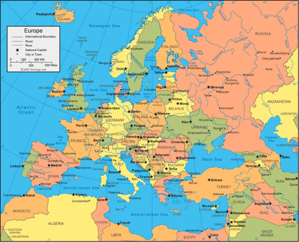 Map Europwestern Europe Countries And Capitals Map