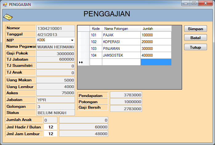 APLIKASI PENGGAJIAN KARYAWAN (VB.NET) ~ RELAINC ANDRO