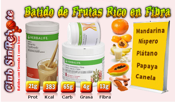 imagen de portada en mi Blog - Recetario de Batidos Herbalife con los Ingredientes del Batido de Frutas Rico en Fibra de Mandarina, Níspero, Plátano, Papaya y Canela