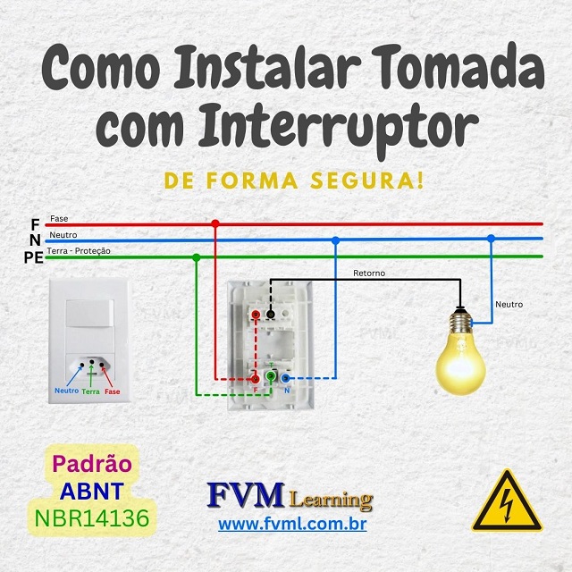 Como Instalar Tomada com Interruptor padrão NBR14136 de Forma Segura, Passo a Passo! - fvml