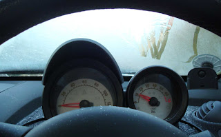 iced up on the inside of the windscreen