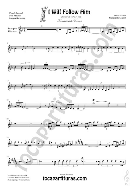 Hoja 1 de 2  Trompeta y Fliscorno Partitura de Yo le seguiré (I will follow him) Sheet Music for Trumpet and Flugelhorn Music Scores