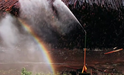 rainbow in fountain