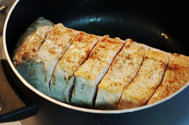 Searing Pork Loin to Make Slow Cooker Apple Pork Loin Image