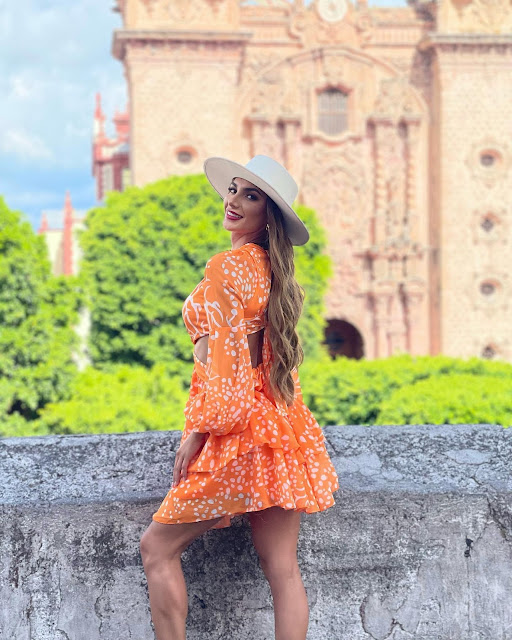 Ivanna Diaz – Most Beautiful Trans Woman Fashion in Orange Mini Dress