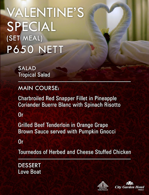 Valentine Special Menu at Encima Roofdeck Restaurant