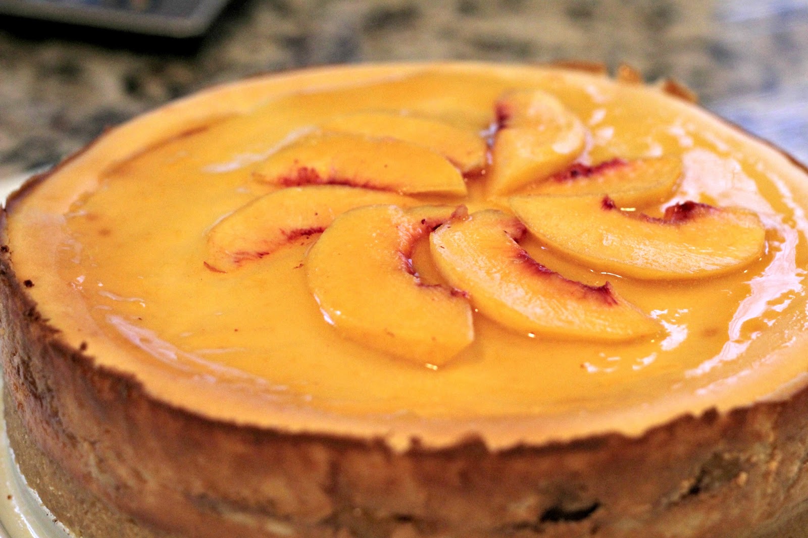 ... peach cheesecake overnight serve reserved peach sauce with cheesecake