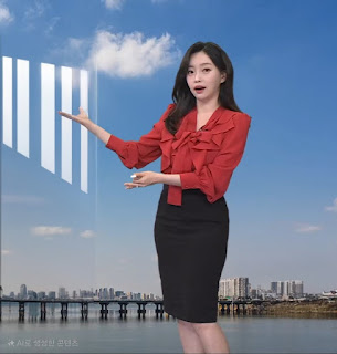 20250513 강아랑 기상캐스터 레드 블라우스 블랙 미니스커트 치마