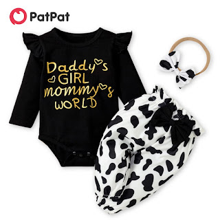 PatPat Baby Long Sleeve Romper Bodysuit and Pants Outfit Set