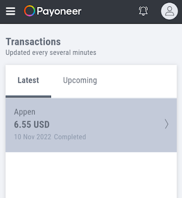 Payment from Appen in Payoneer