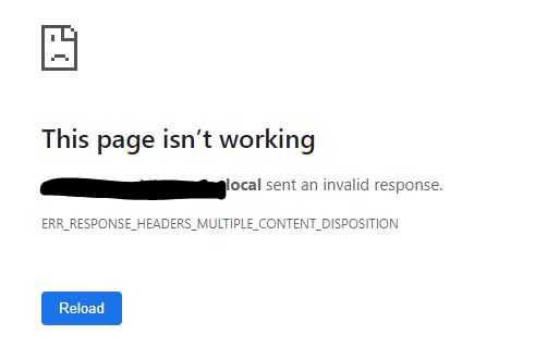 Oracle Apex Form Download File link error - Server sent an invalid response.