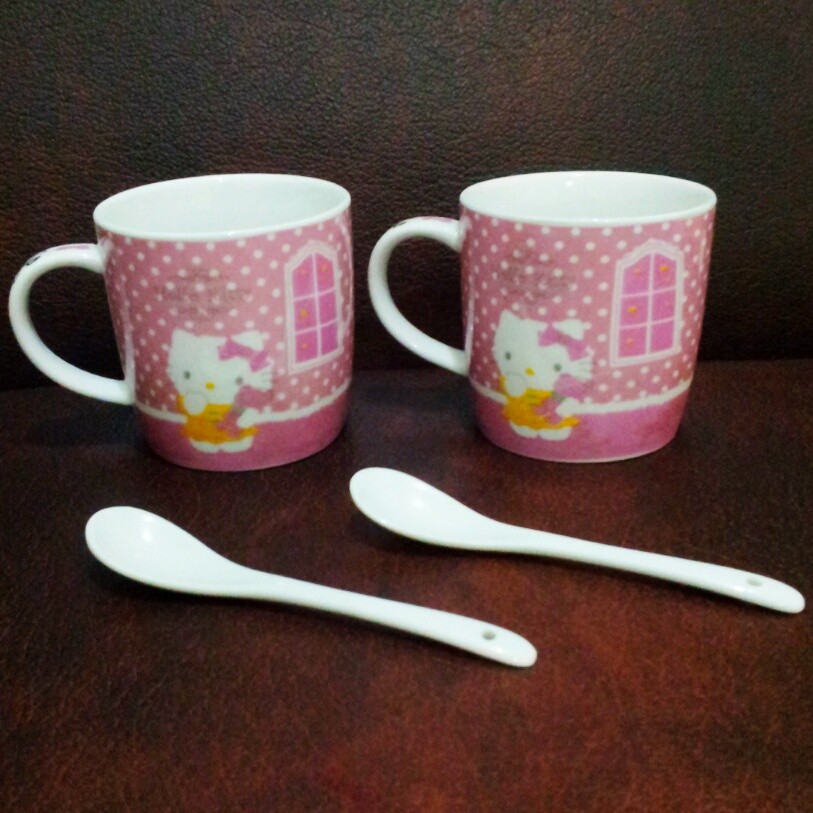 Jual Mug Sendok Keramik  Hello  Kitty  Murah Grosir Ecer 1 