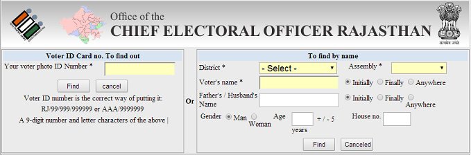 CEO Rajasthan Search Voter ID 