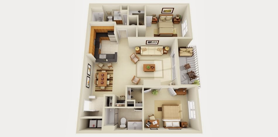 One and Two bedroom  floor plan  house  design