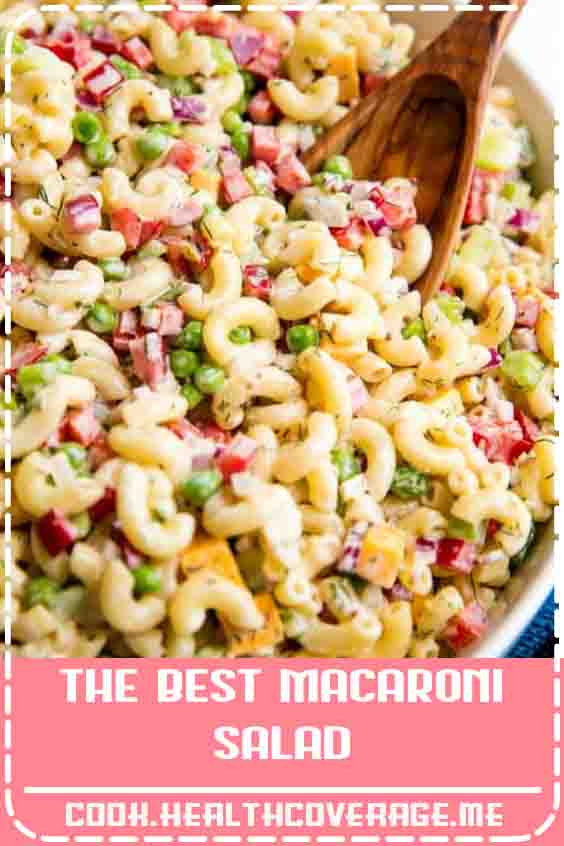 Macaroni Salad is a classic American side dish served up at summer barbecues and picnics every year. This is the best macaroni salad recipe ever with the perfect balance of flavors. #beans #macaroni #Peas #salad #recipes