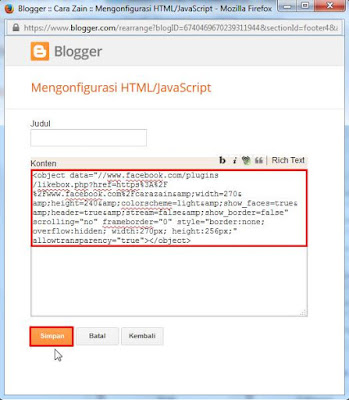 Cara Membuat Widget Like Box Facebook Di Blog Terbaru