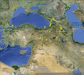 SPOT locations visited by Norm on his trip