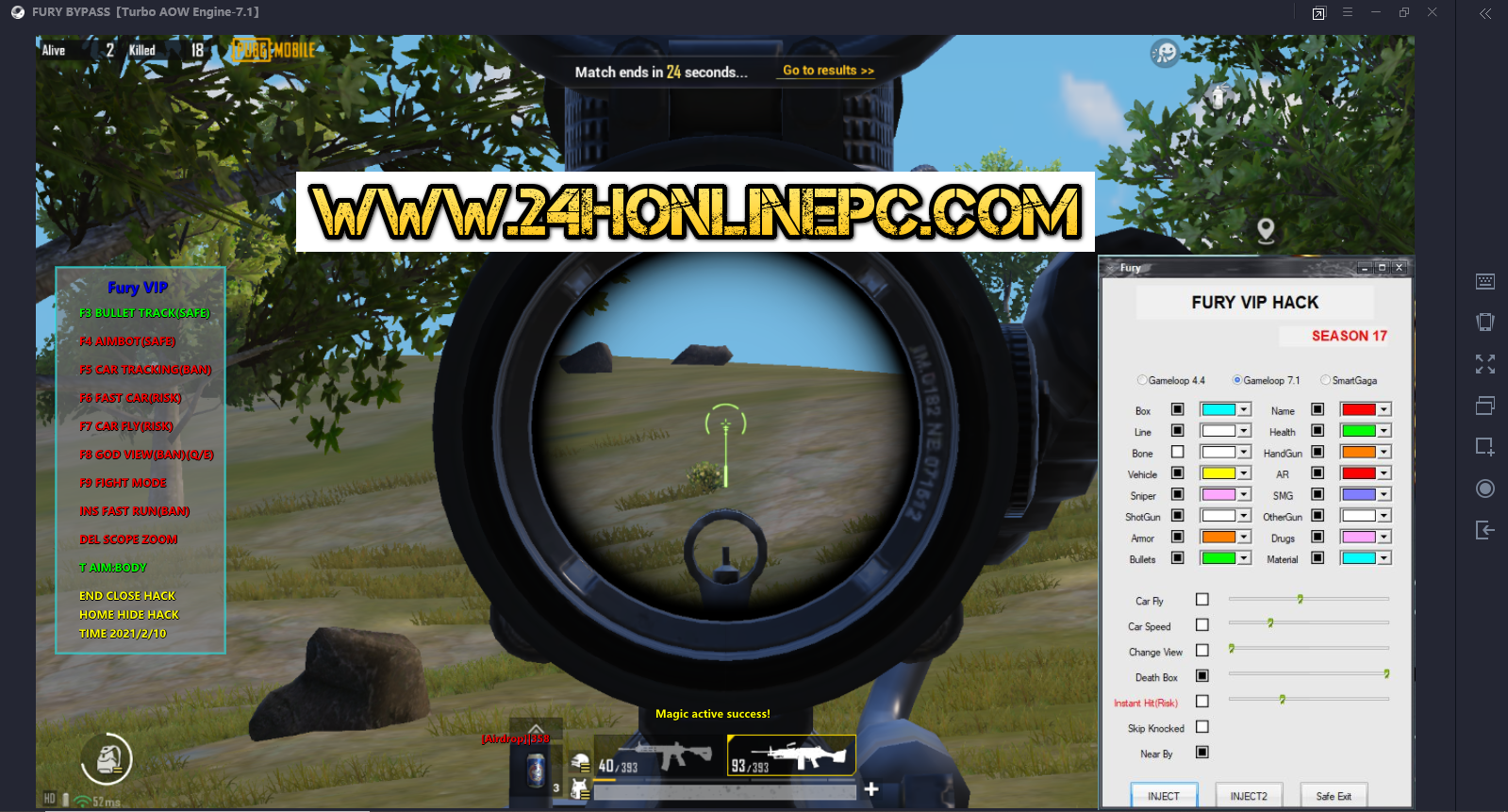 24h Online Pc Hack Pubg Mobile 1 2 0 Fury Magic Bullet Hack Gameloop And Smartgaga 1 Week Free