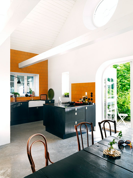 Orange and Black Kitchen Tiles Designs