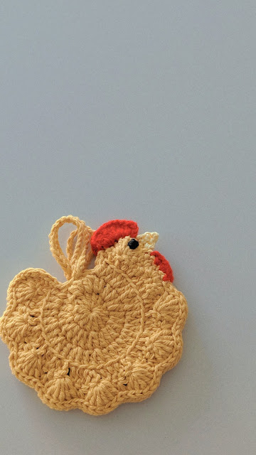 crochet chicken bag charm