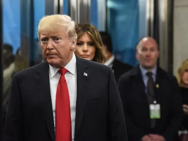 Donald Trump, with Melania, arrived late to his speech at the UN. Picture