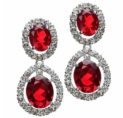 Vivian's CZ Ruby Red Fancy Drop Earrings
