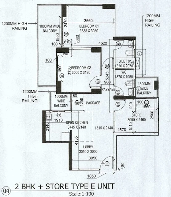 gls avenue 81 phase 2 type e 2bhk+s floor plan