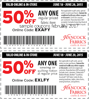 Hancock Fabrics coupons for february 2017