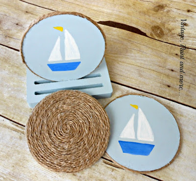 Vintage, Paint and more... DIY twine wrapped and stenciled coasters