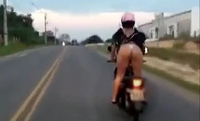 Vídeo flagra mulher seminua pilotando motocicleta em estrada no Acre e viraliza