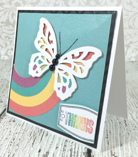 Cricut Artistry Rainbow butterfly card
