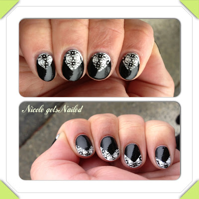 Black with White Chevron Tips and Black Stamping