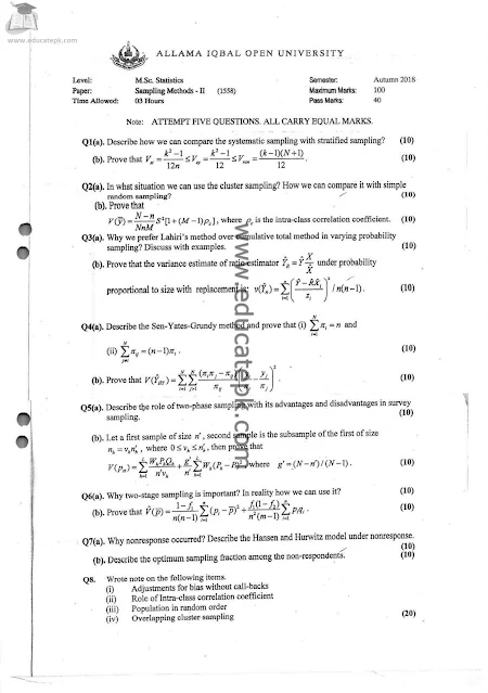 aiou-msc-statistics-old-papers-1558