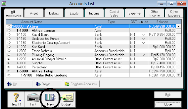 Cara Membuat Account List Pada  Aplikasi Myob