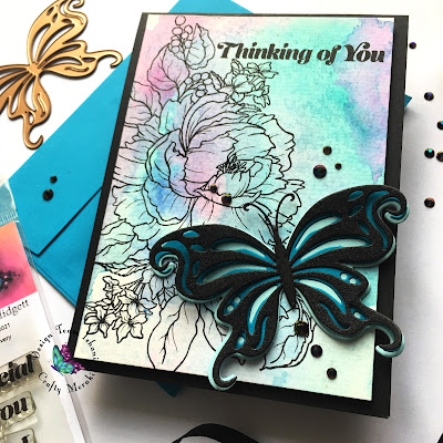 Layering dies, Quick and simple handmade card, ink smooshing, crafty meraki emperor wings butterfly die, butterfly card with layering dies, Ishani