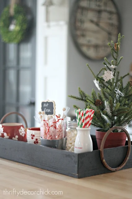 hot chocolate station in tray