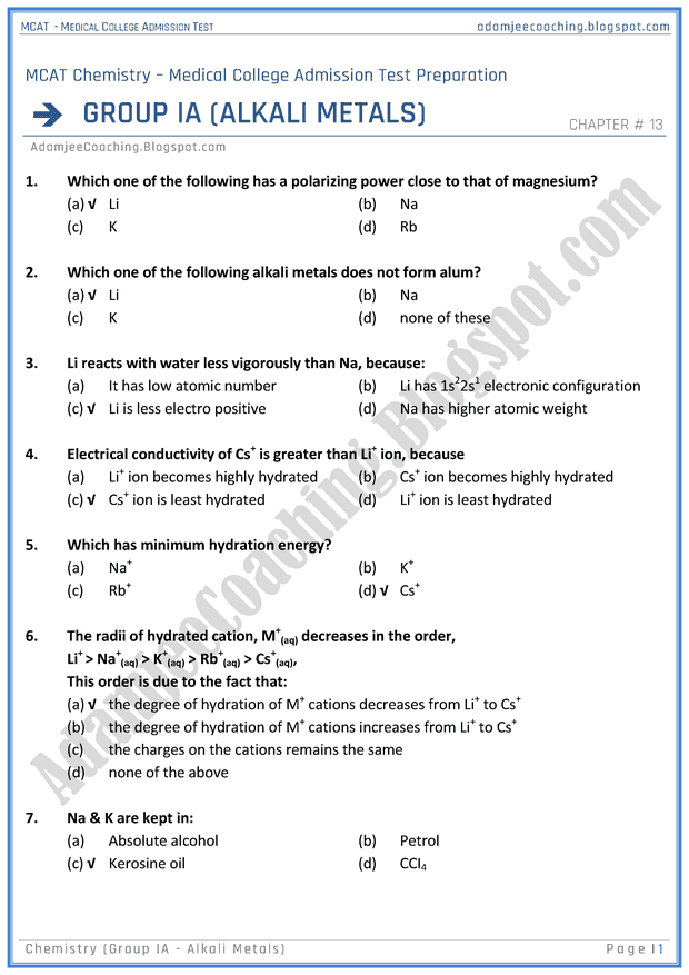 mcat-chemistry-group-ia-(alkali-metals)-mcqs-for-medical-entry-test