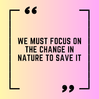 We must focus on the change in nature to save it
