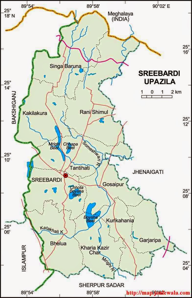 sreebardi upazila map of bangladesh