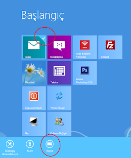 Windows 8 başlangıç ekranındaki simgelerin boyutunu küçülmek/büyütmek için?