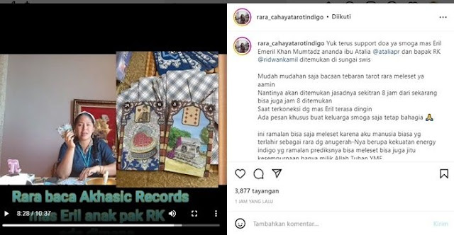 Rara Ramal Putera Ridwan Kamil akan Ditemukan: Sudah Meninggal... Jantungnya Tertusuk