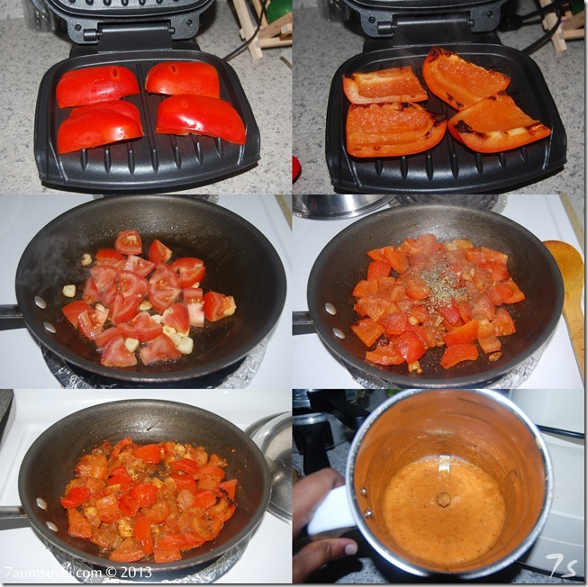 Roasted red bell pepper sauce process