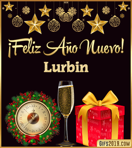 Gif de feliz año nuevo con nombre lurbin