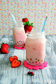 Check out how to make this whimsical Strawberry Rose Milk Tea with Rainbow Boba!  It's refreshing and delicious.  You'll be surprised how easy it is to prepare.   http://uTry.it